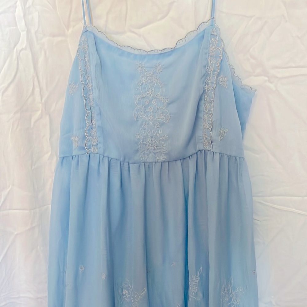 UO Hanna sky blue embroidered maxi dress